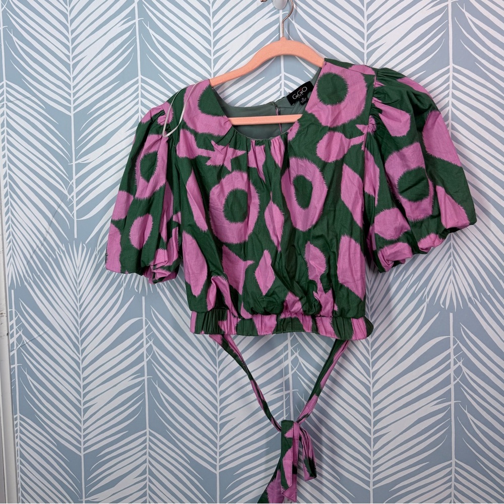 Vibrant Green and Pink Crop Top